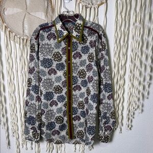 Robert Graham Long Sleeve Button Down Fall Floral Dress Shirt XL Cotton